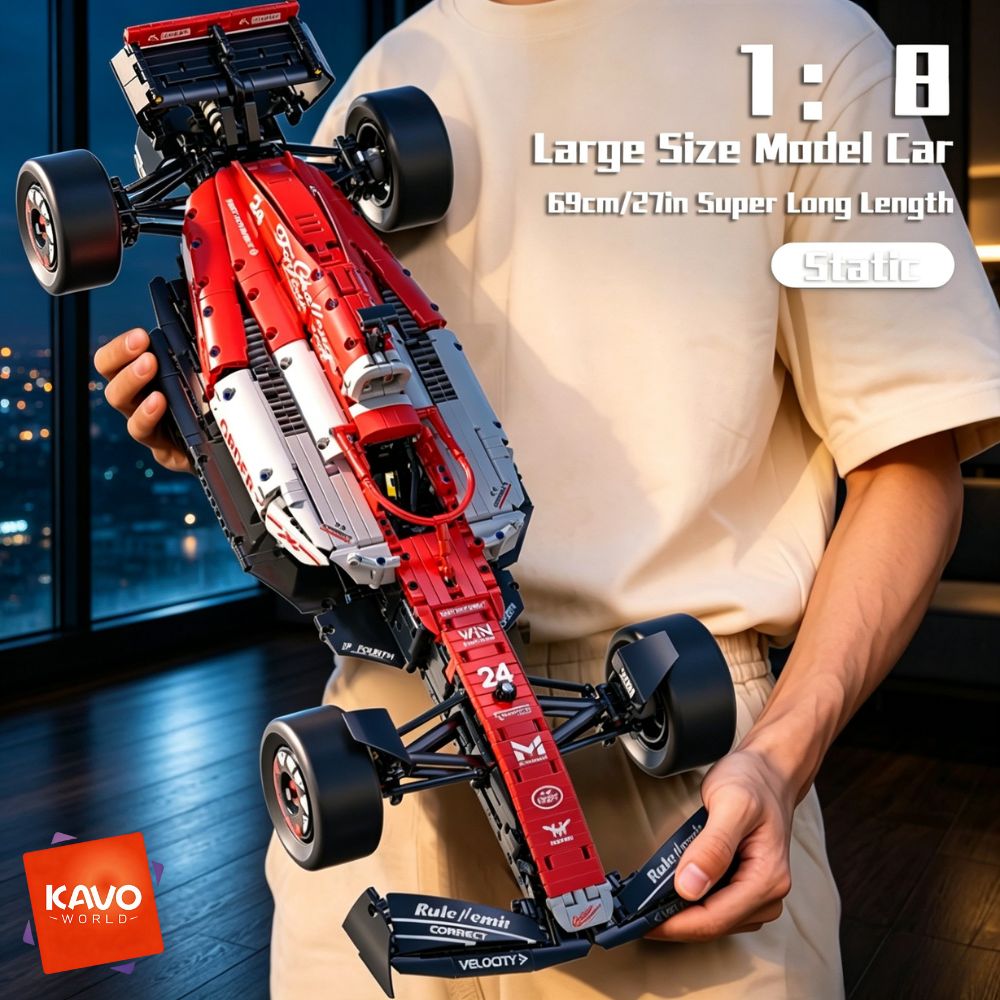 Home Improvement By - KAVOWORLD Formula Rood-Witte Supersportwagen Bouwstenen Modelbouwset,