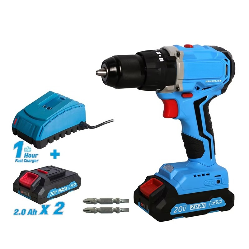 Power Drill Cordless - 20V Akkuboormachine Set met Borstelloze Motor,